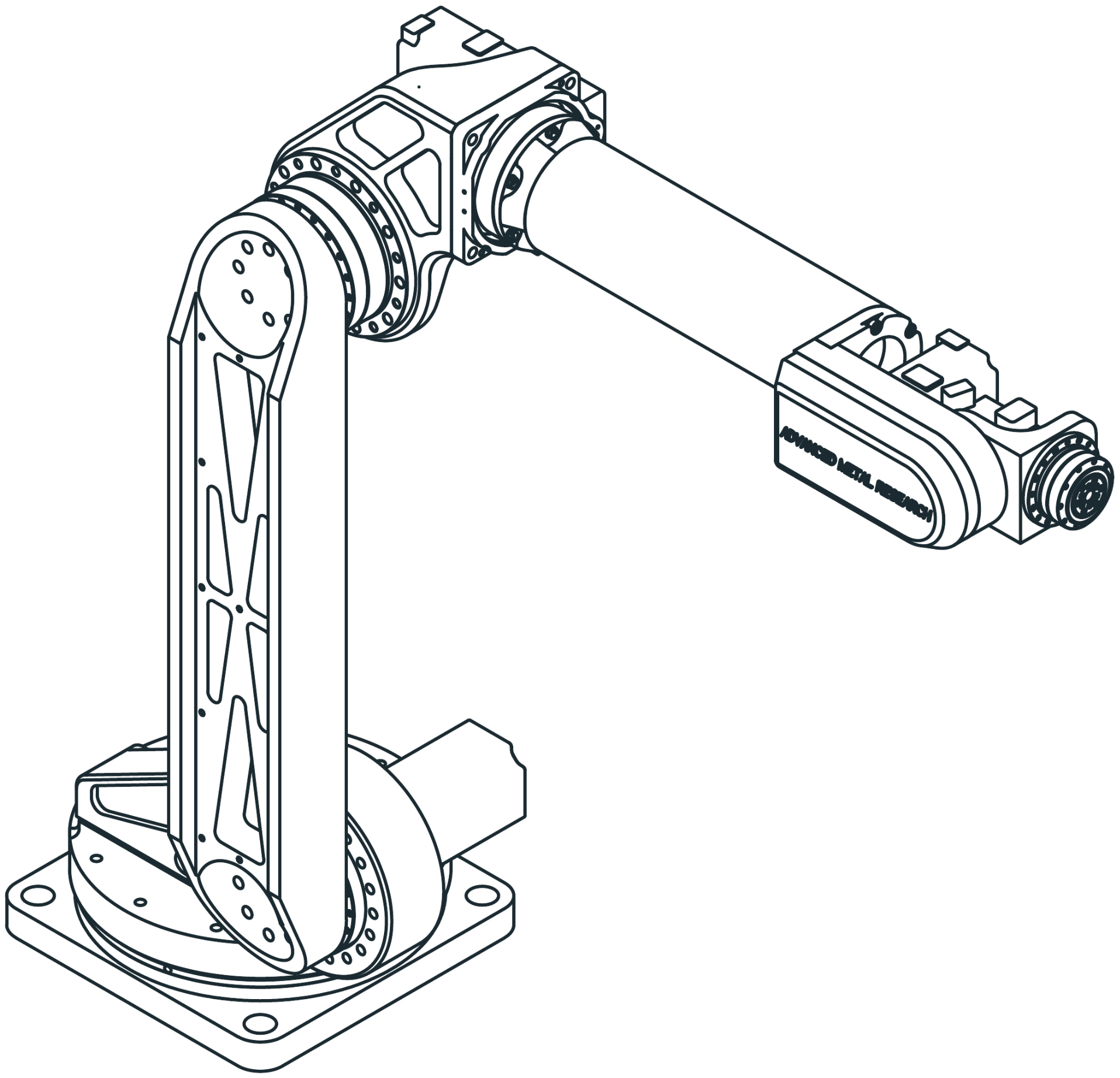 Line drawing of the Rosie 1400 six-axis robot